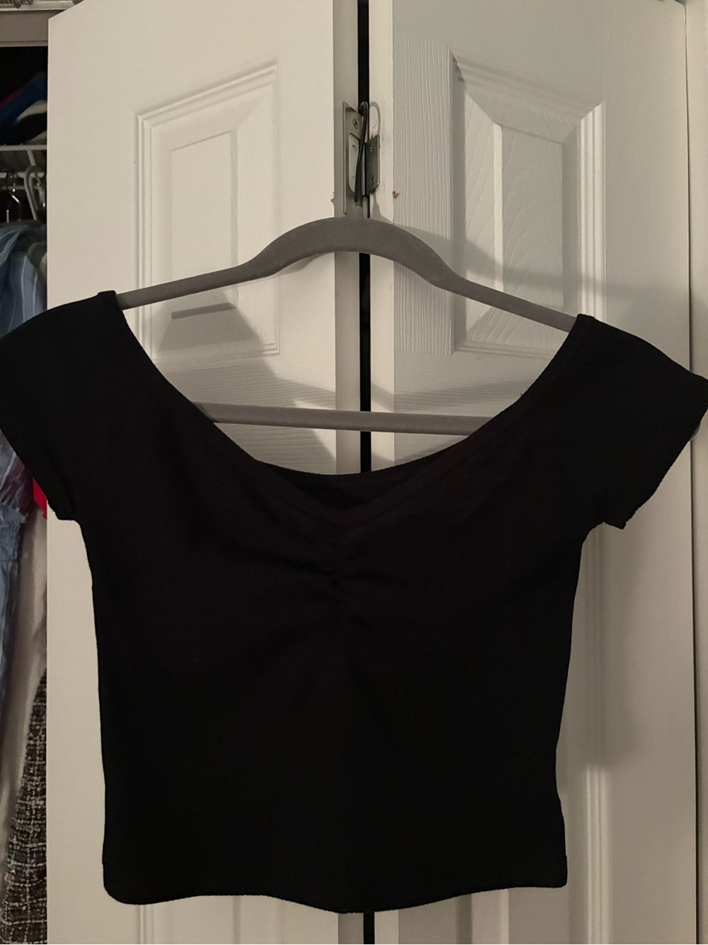 American Eagle Outfitters Black One-Shoulder Crop Top